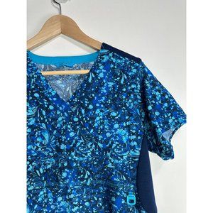 Carhartt Force womens scrub top shirt size M nurse 3 pockets plastic holder blue